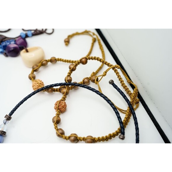 Necklace Lot 9 wood bead glass boho style - Picture 5 of 8